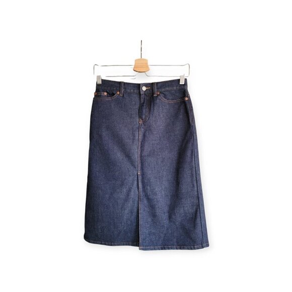 Gap vintage Fall 2001 indigo midi slitted denim skirt size 0 EUC hippy boho Y2K - Picture 11 of 11